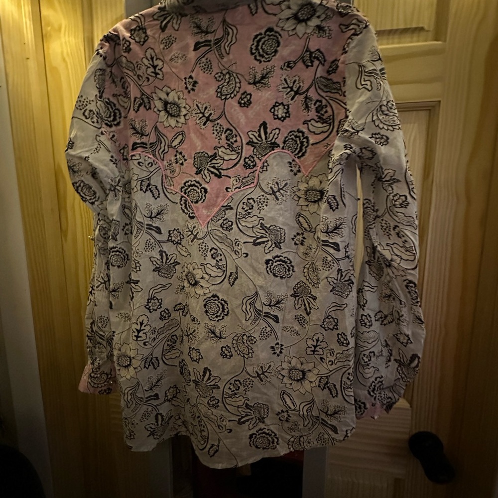 Vintage GOA Chic Floral Button-Down Shirt in Pink and White - Picture 6 of 7